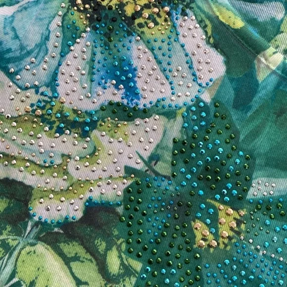 JM Collection blouse petite 3/4 length sleeves scoop neck floral/paisley Sz XLP - Picture 7 of 9